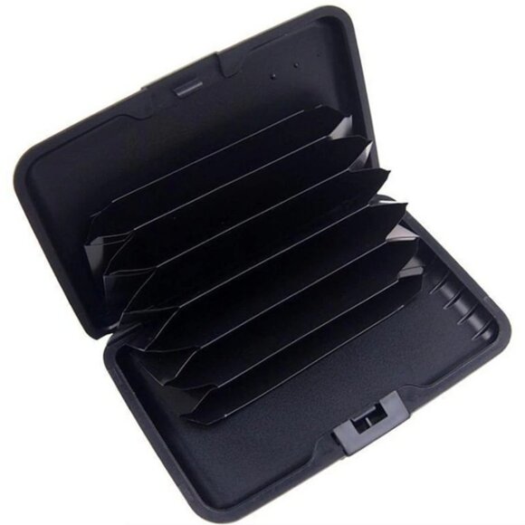 Brown - Metal Wallet Credit Card Holder, Women Men Aluminum RFID, Hard Case - Picture 2 of 5